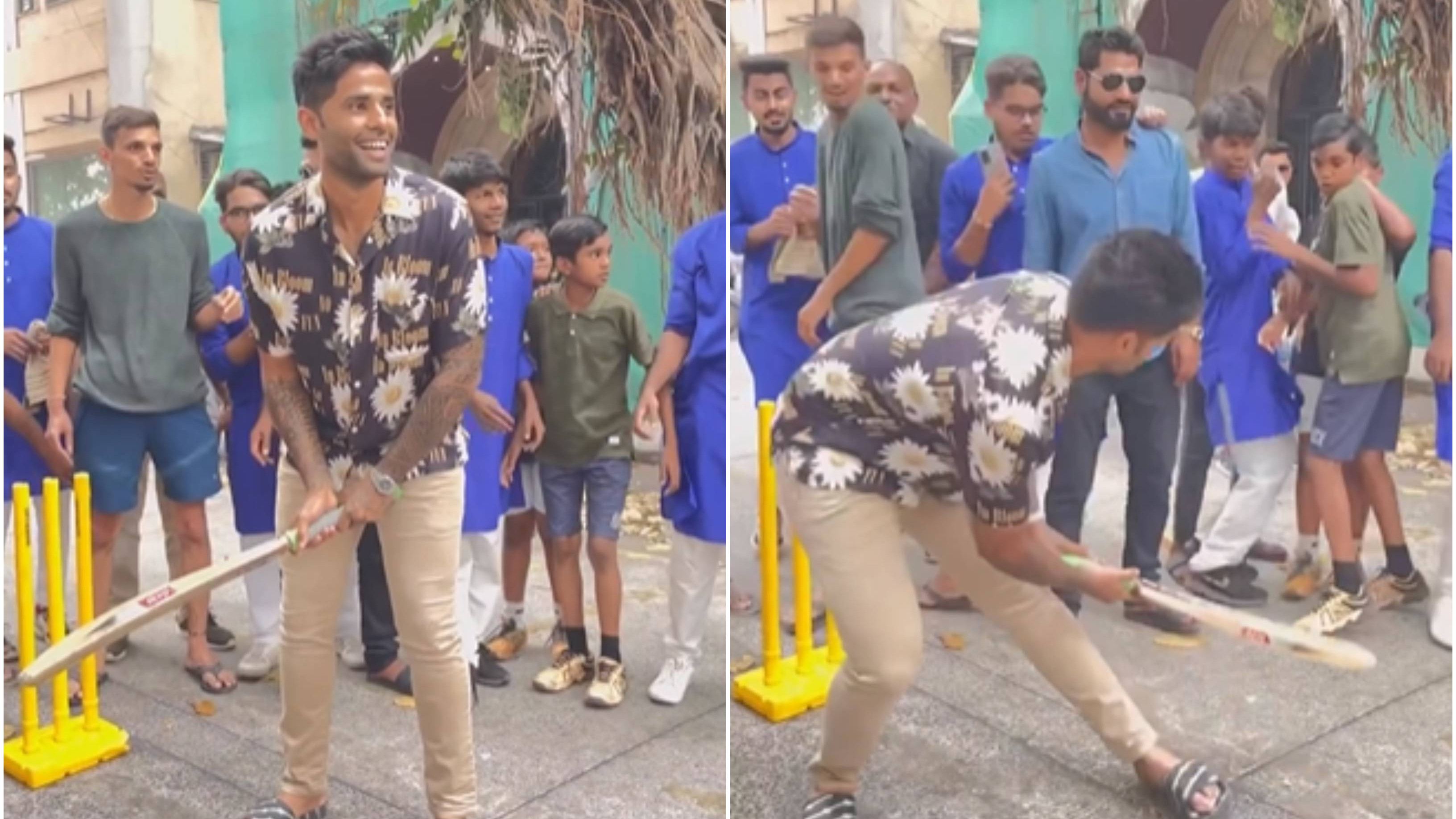 WATCH: Suryakumar Yadav executes his trademark scoop shot while playing gully cricket