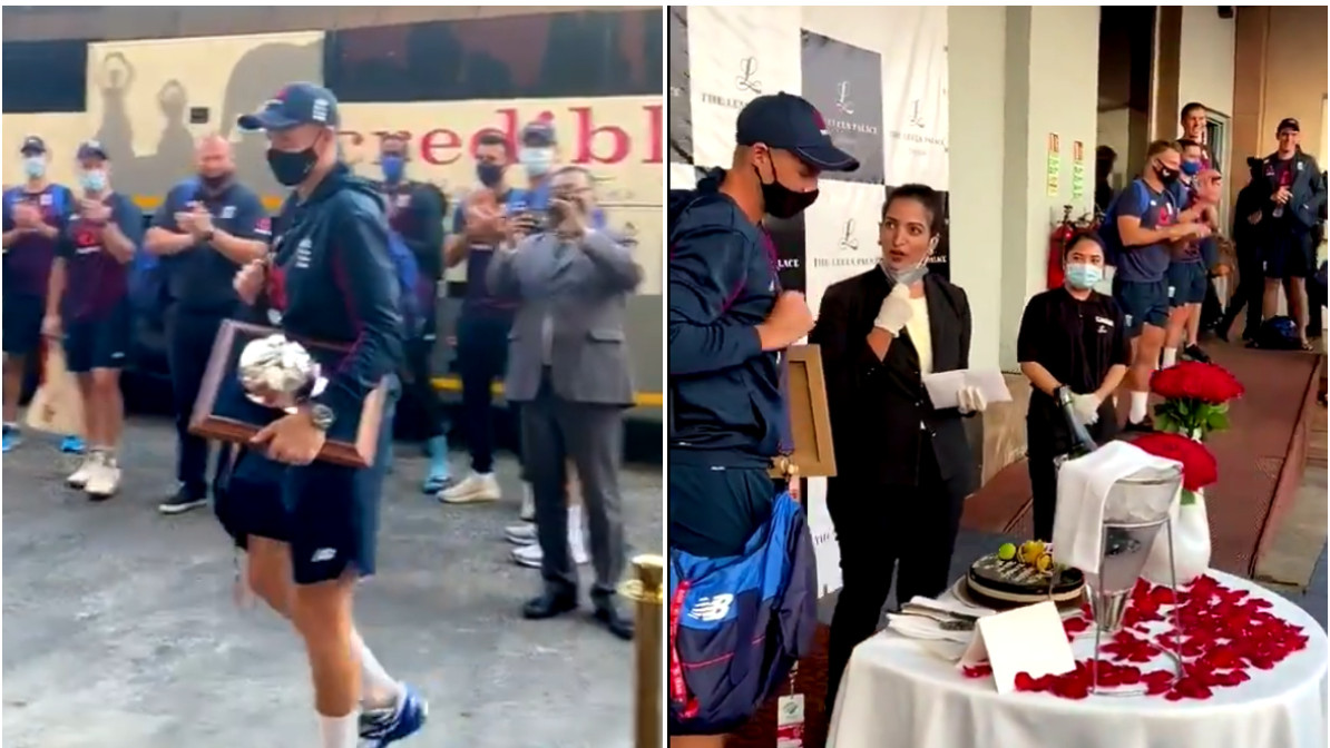 IND v ENG 2021: WATCH - Joe Root gets special welcome back into the team hotel after scoring double century