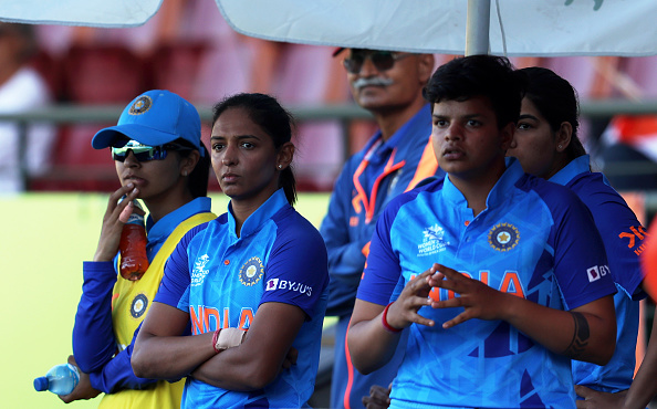 Harmanpreet Kaur looks on as India slip to yet another defeat in ICC event knockout match | Getty