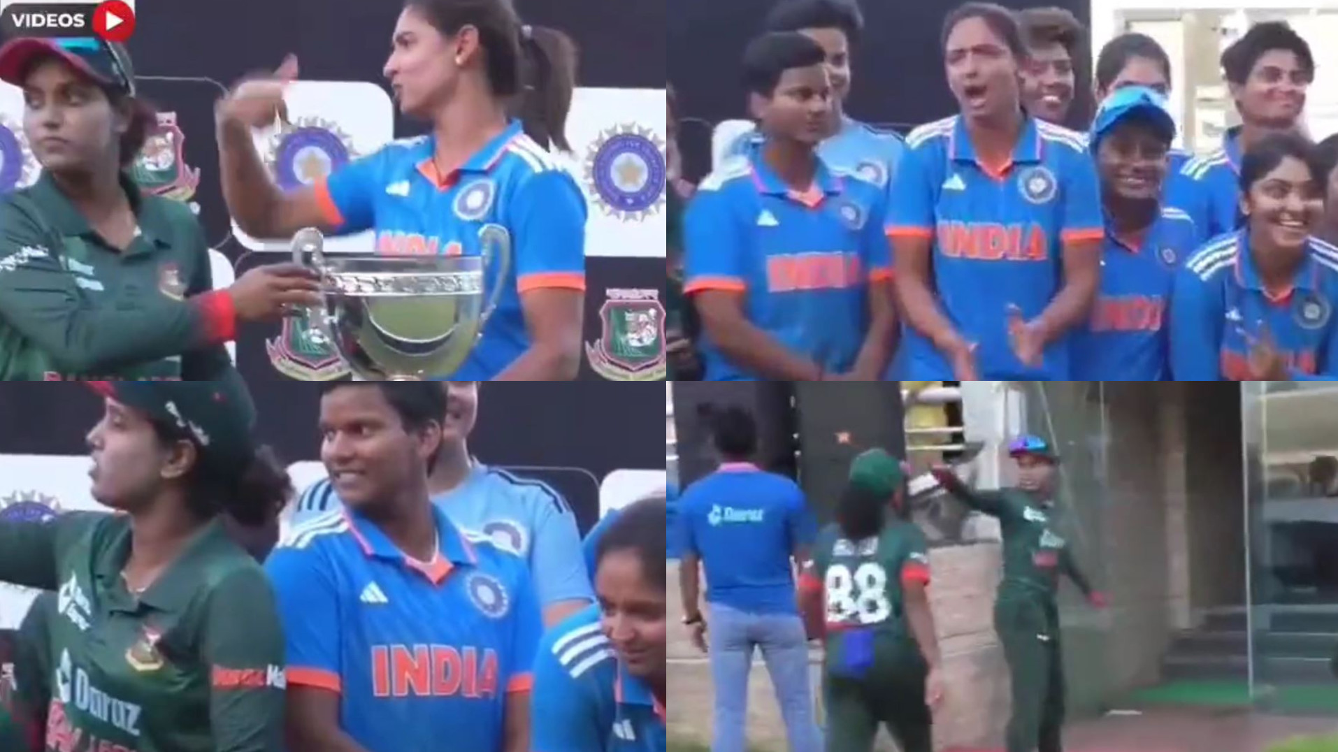 WATCH- Harmanpreet Kaur accused of disrespecting Bangladesh team during photo-op; Smriti Mandhana retorts