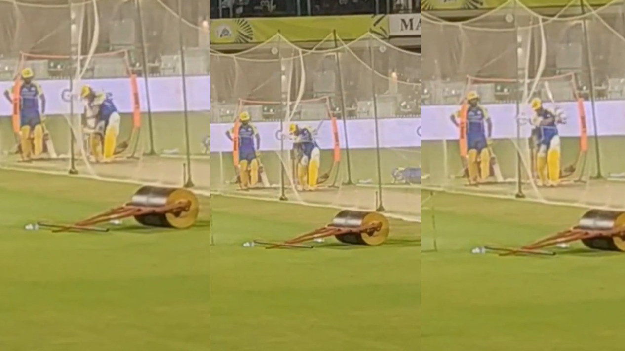 IPL 2026: WATCH- MS Dhoni hits a huge no-look six in CSK net session