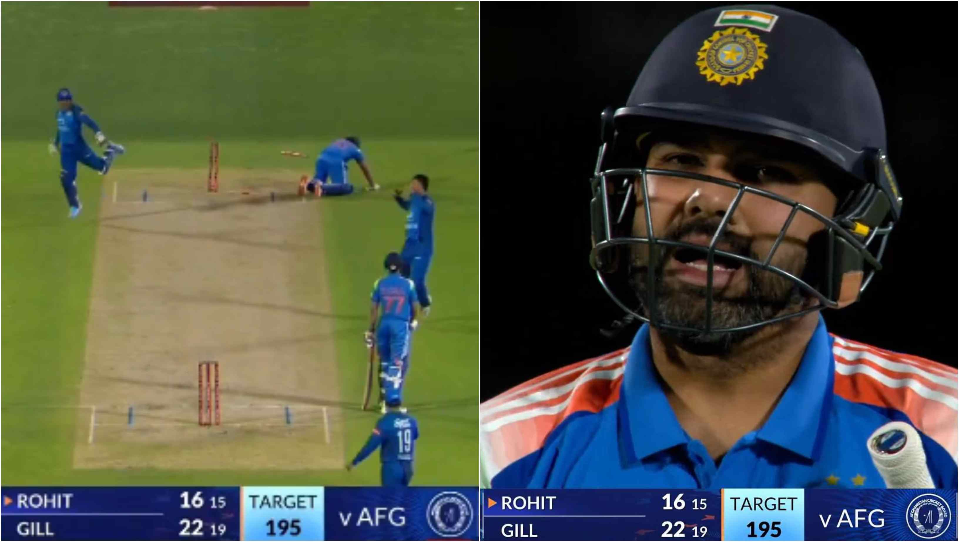Rohit Sharma's run out and reaction | X