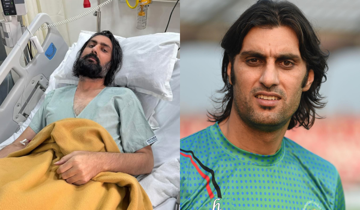 Shapoor Zadran in hospital and during his playing days for Afghanistan | X