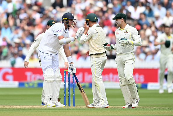 Stuart Broad sledging Alex Carey after Bairstow dismissal | Getty