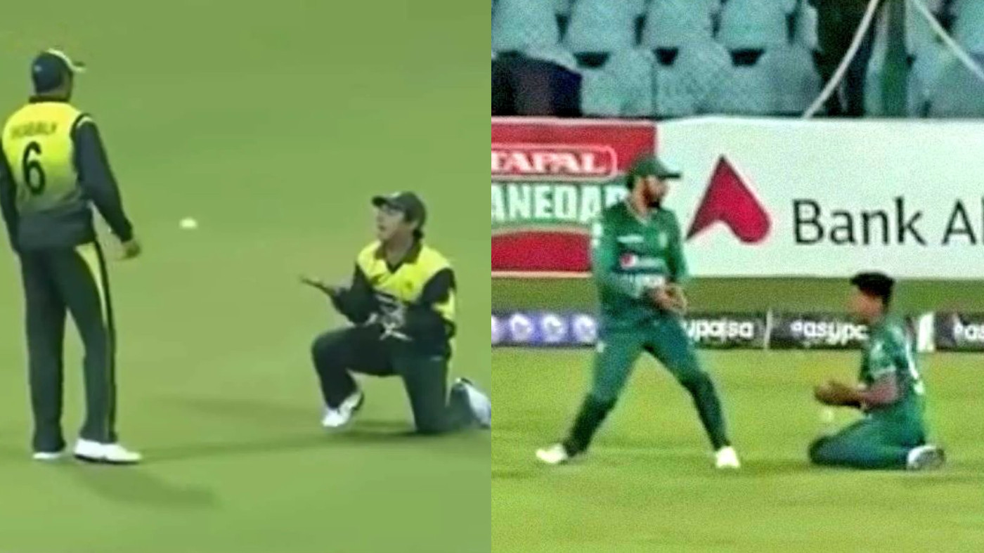 PAK v WI 2021: WATCH - Hasnain and Iftikhar recreate the famous catch drop of Ajmal-Malik in 2008 