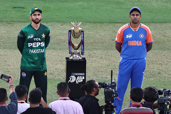 Salman Agha and Suryakumar Yadav at toss in Asia Cup 2025 final | Getty