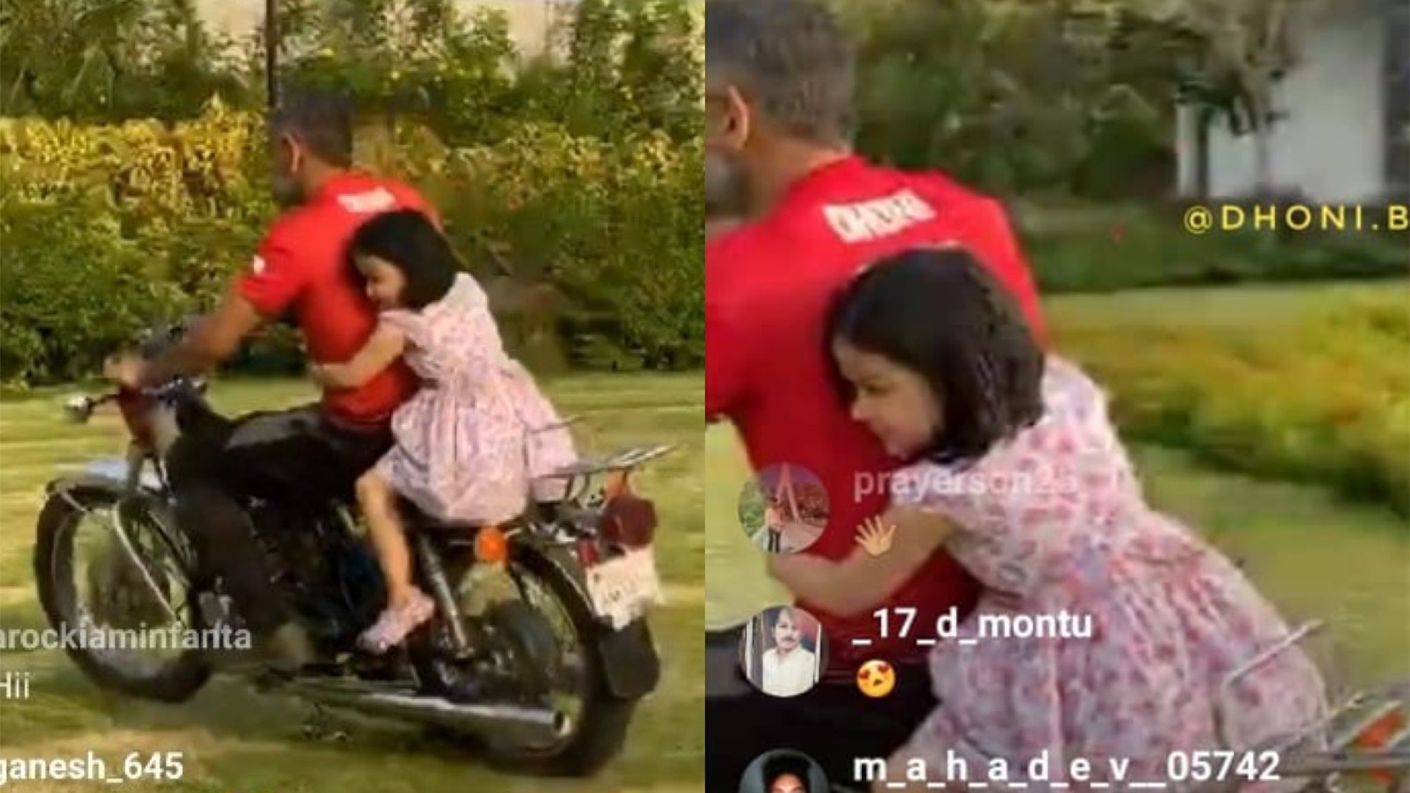 WATCH- MS Dhoni takes Ziva out for a bike ride