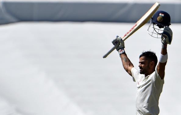 Virat Kohli's 141 in the second innings made him the first Indian captain to score two centuries in his debut Test | Getty
