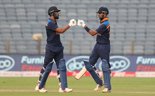 Krunal Pandya (58*) and KL Rahul (62*) added 112* runs for the 6th wicket | Getty