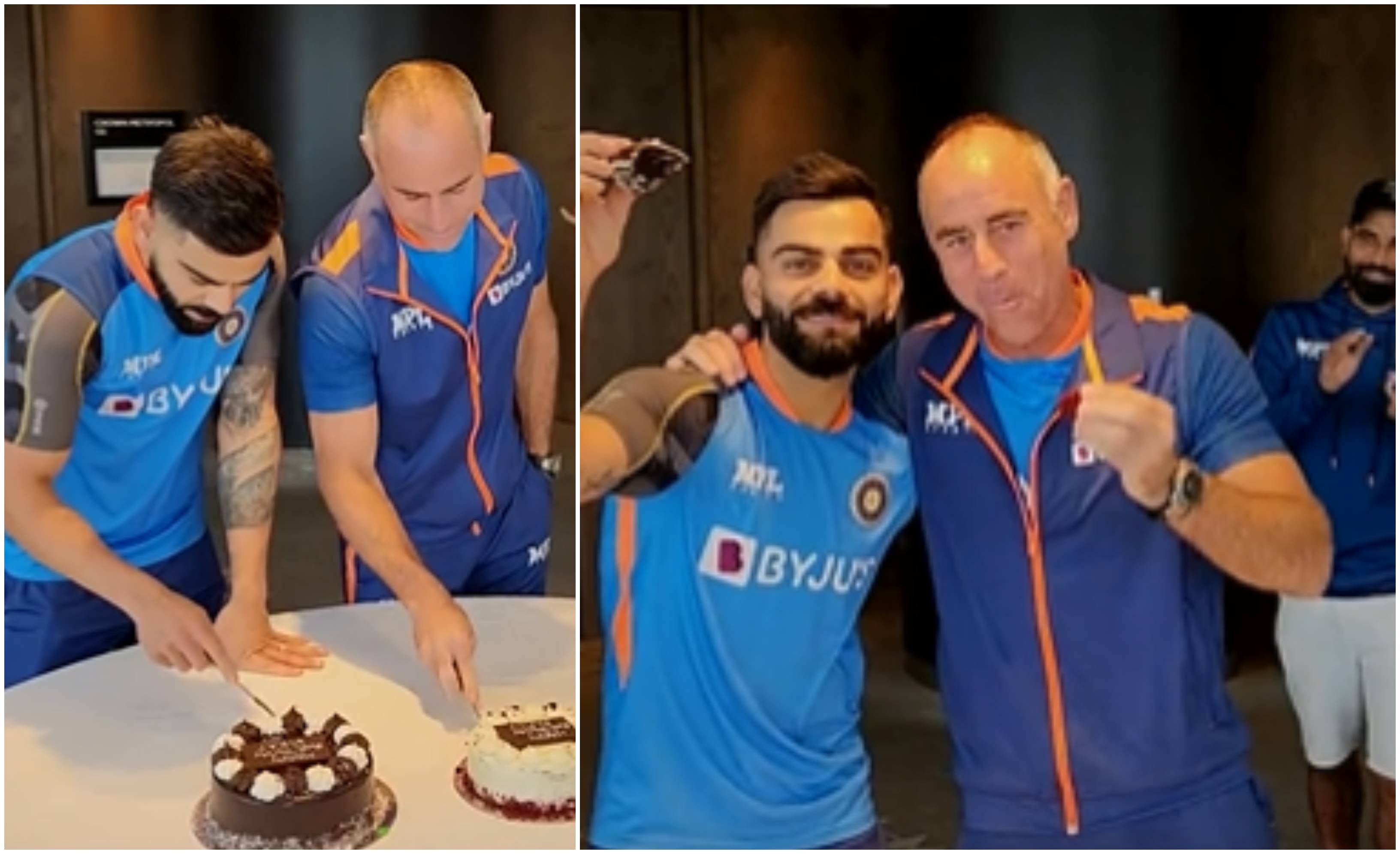 Virat Kohli and Paddy Upton cutting the cake | BCCI