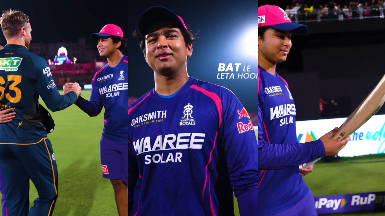IPL 2026: WATCH- “Khelna hai, sign nahi..”- Vaibhav Sooryavanshi after he receives a bat from Jos Buttler