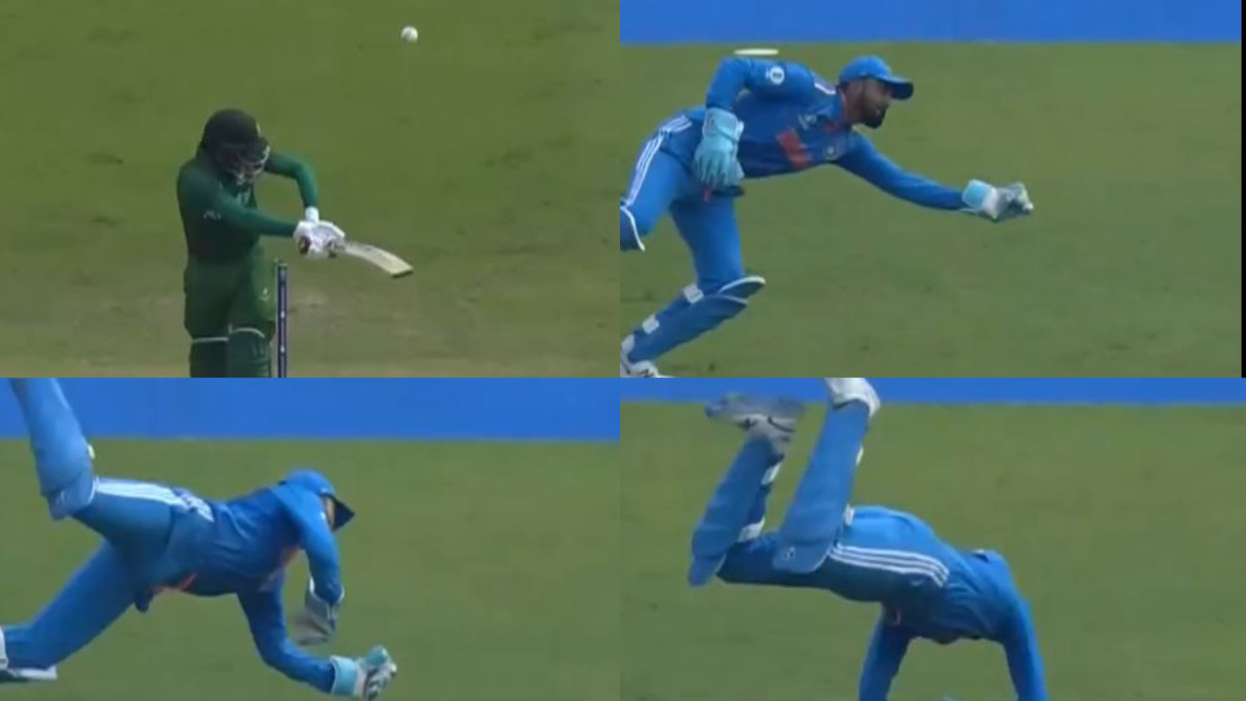 CWC 2023: WATCH- KL Rahul’s diving one-handed blinder of a catch to dismiss Mehidy Hasan Miraz