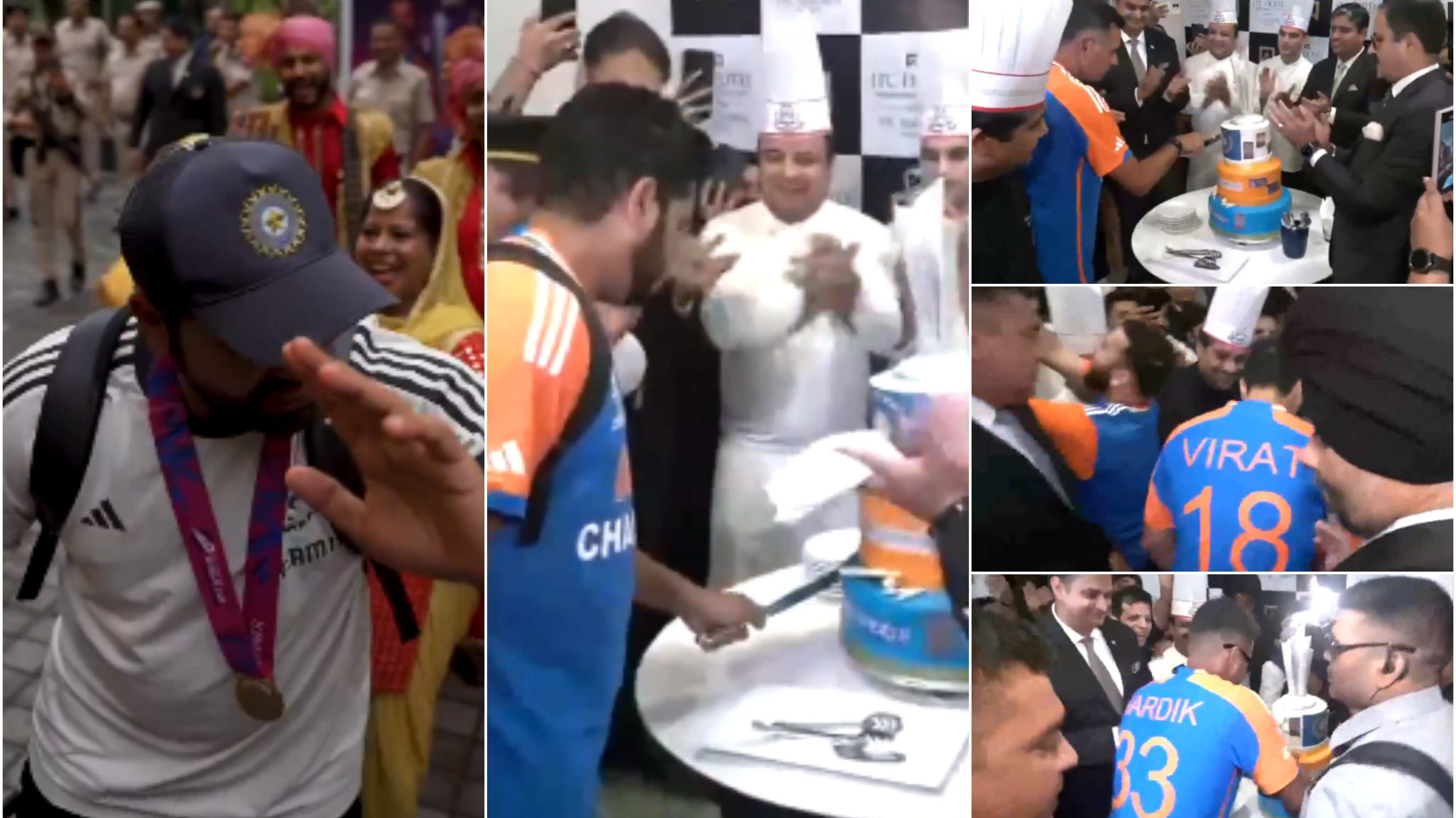 WATCH: Rohit Sharma dances on beats of Dhols after arriving at hotel in Delhi; cuts special cake along with Dravid, Kohli and Hardik