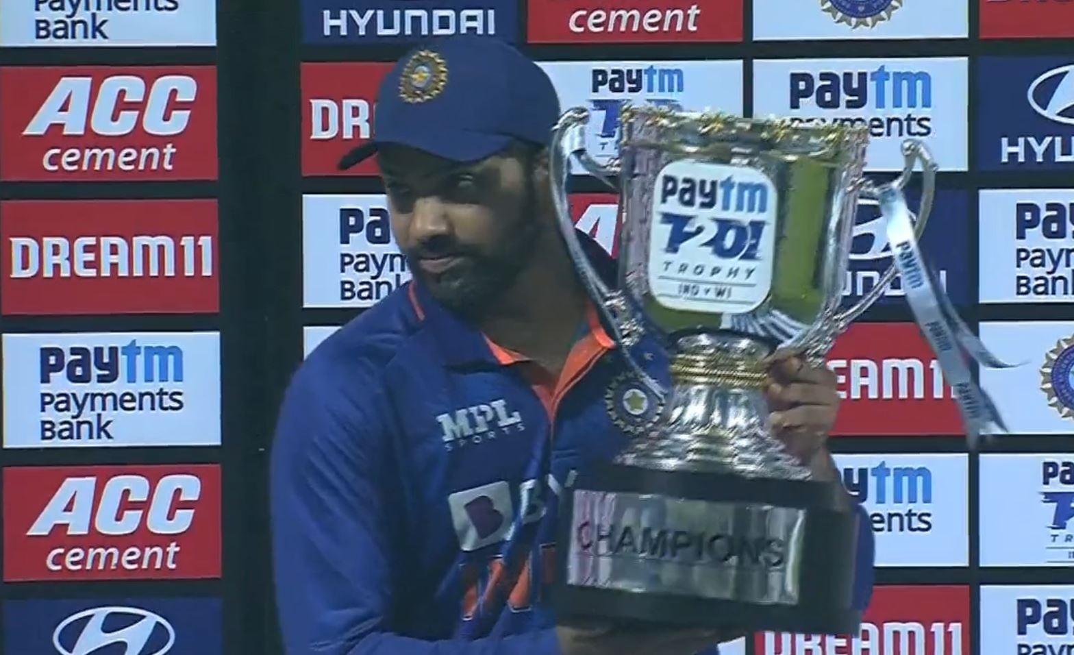 Rohit Sharma with the winner's trophy | BCCI