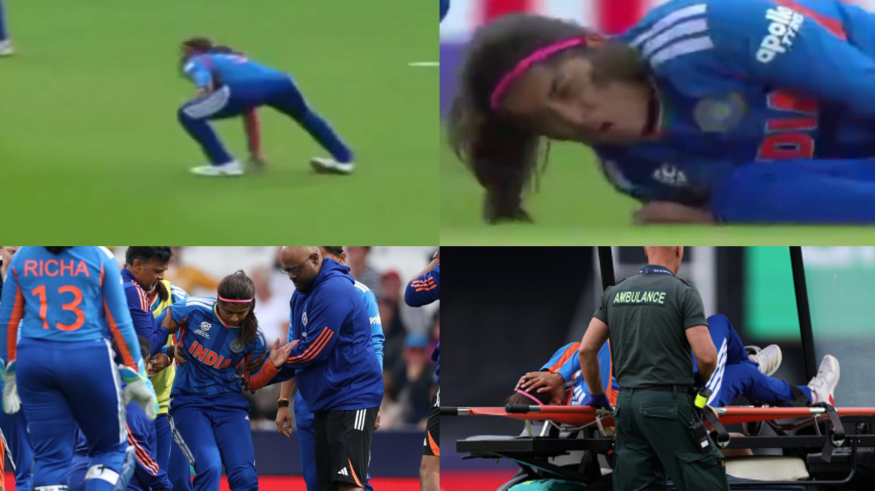 Women’s T20 World Cup 2026: WATCH- Shreyanka Patil twists ankle in INDW v NLW game; gets stretched off the field