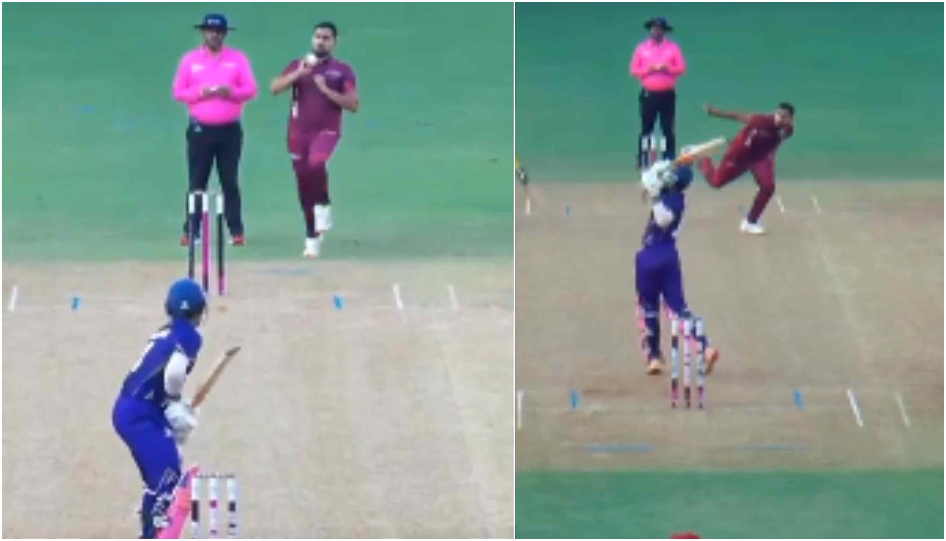 Umran Malik bowling in DY Patil T20 Cup 2026 | Screengrab
