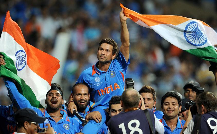 Sachin Tendulkar after India won the 2011 World Cup | Getty