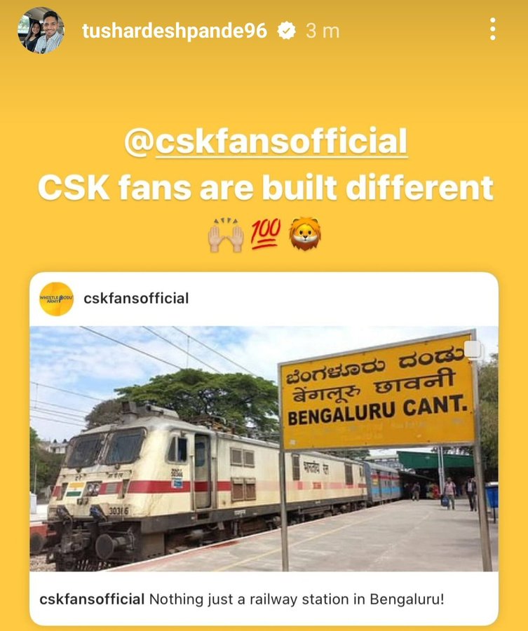 Tushar Deshpande's now deleted Instagram post mocking RCB  | X