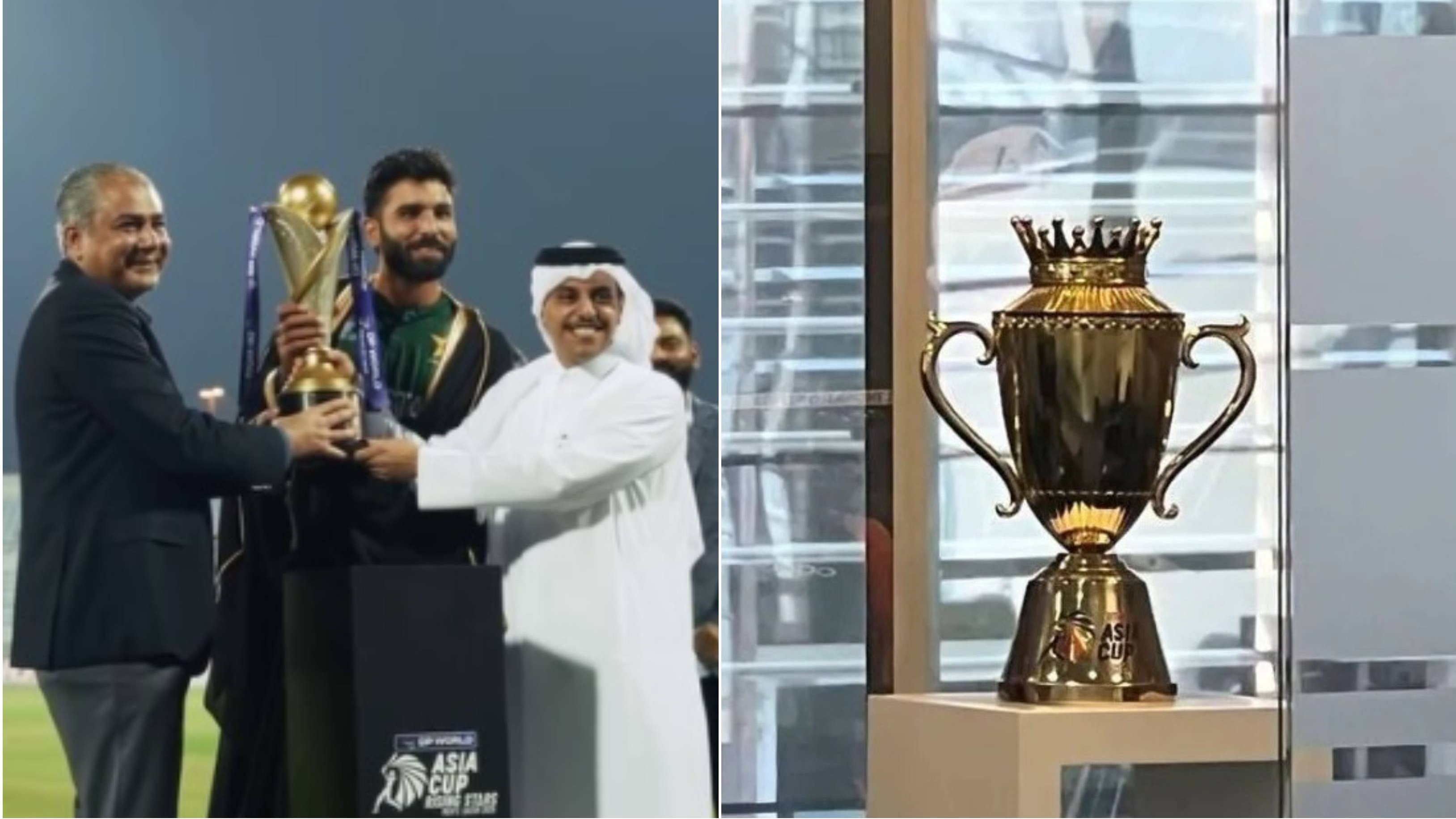 WATCH: Mohsin Naqvi presents Asia Cup Rising Stars trophy to Pakistan A captain after withholding India’s silverware