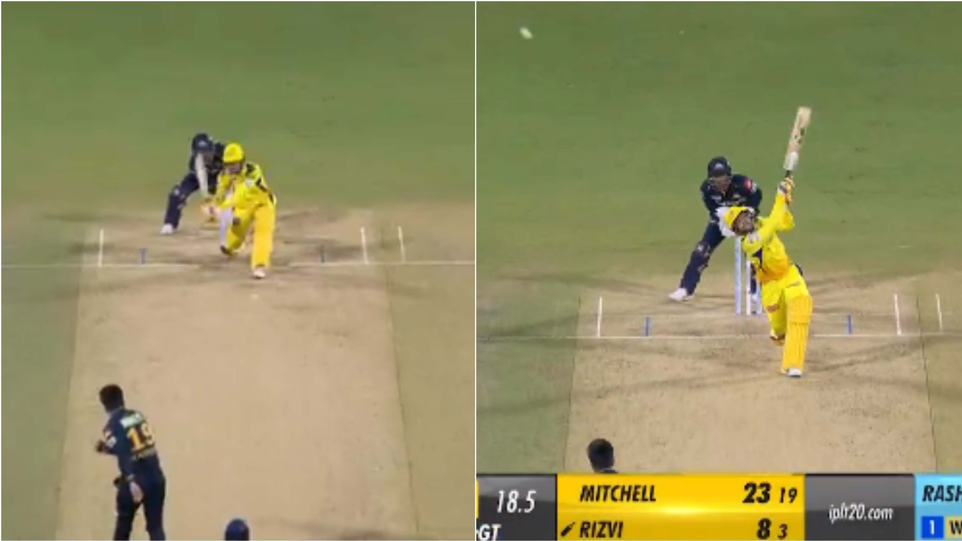 IPL 2024: WATCH – CSK’s Sameer Rizvi opens his IPL career with first-ball 6 against Rashid Khan; scores 14 off 6 balls vs GT