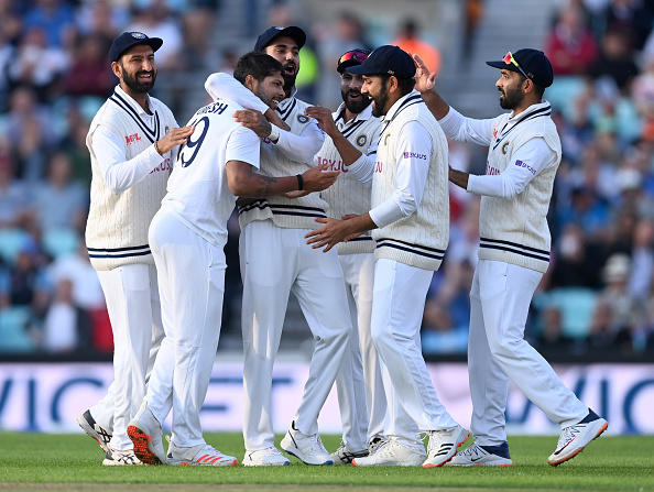 Team India celebrates the fall of Joe Root | Getty