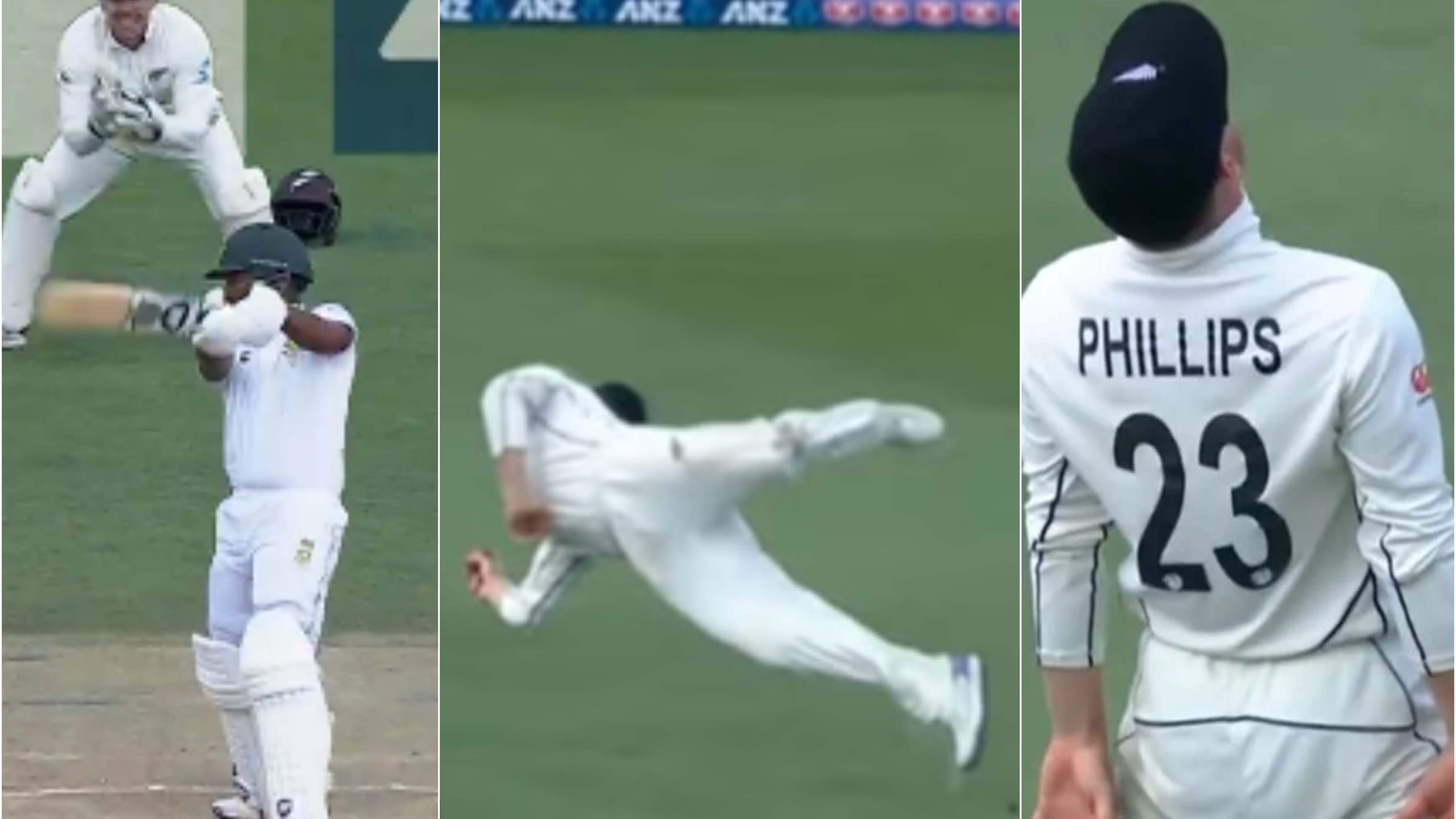 NZ v SA 2024: WATCH - Glenn Phillips plucks a one-handed screamer at gully to dismiss Keegan Petersen in Hamilton Test