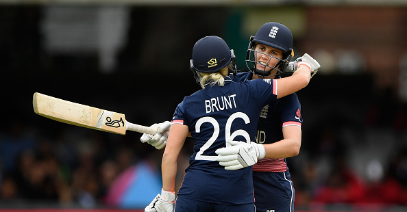 Natalie Sciver and Katherine Brunt during the World Cup 2017 final at Lord's | Getty