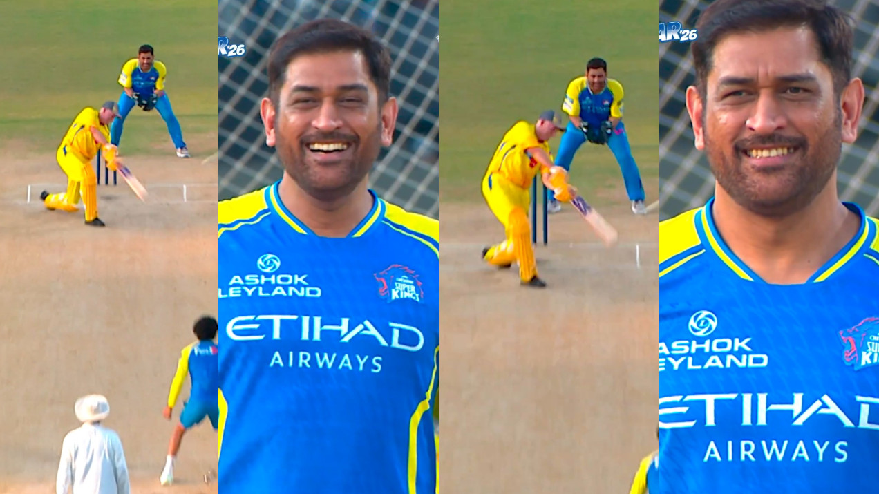 IPL 2026: WATCH- MS Dhoni laughs as Michael Hussey hits Ruturaj Gaikwad for a six during ‘Roar 26’ event in Chepauk