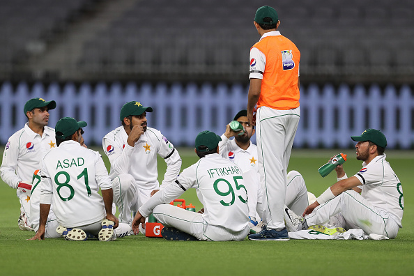Pakistan's players wear black armbands for the demise of Naseem Shah's mother | Getty