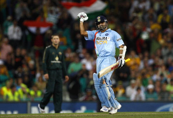 Sachin celebrates his first and only ODI century in Australia- 117* | Getty