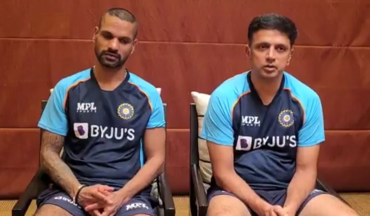 Shikhar Dhawan and Rahul Dravid during the press conference | BCCI