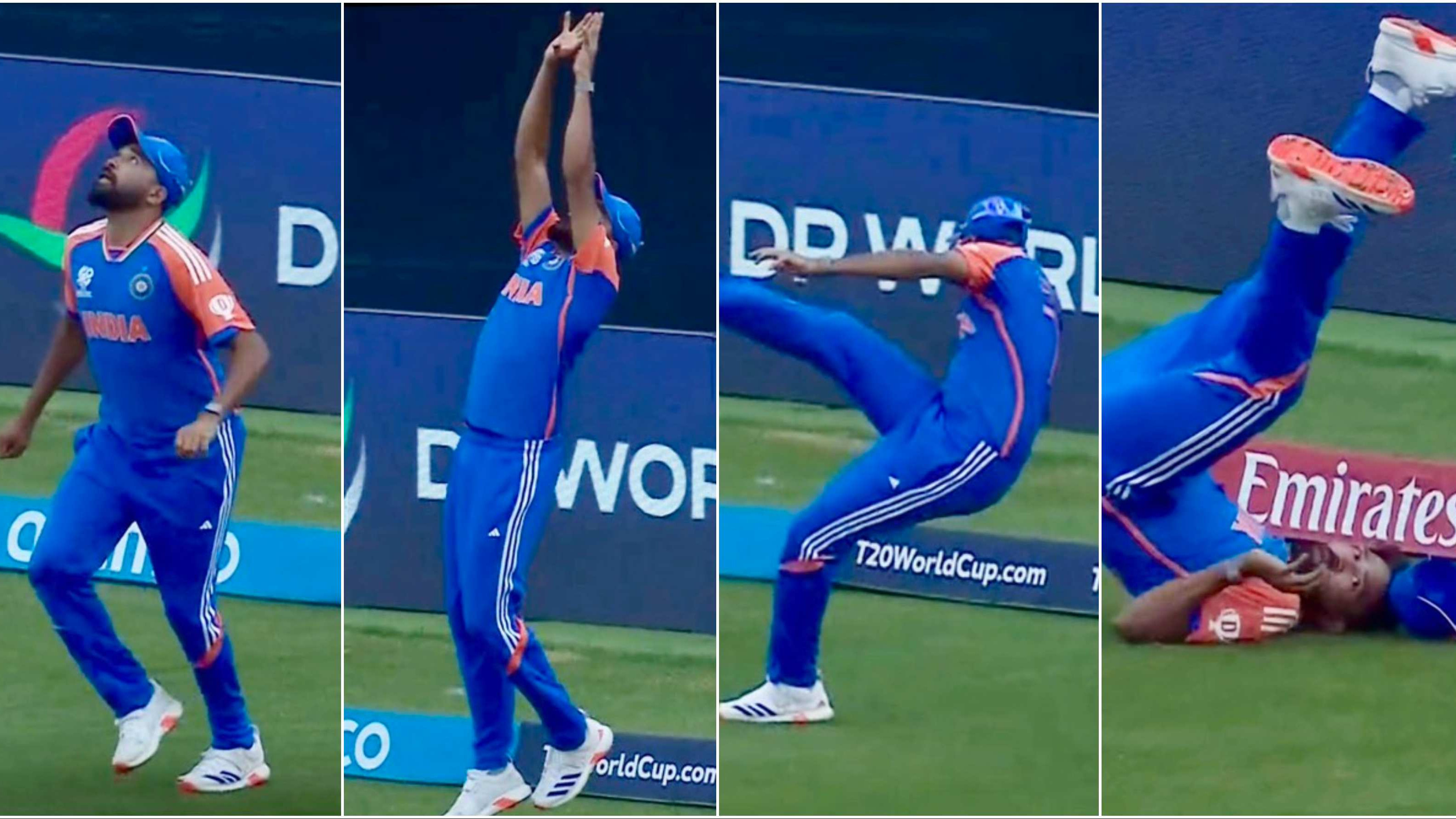 T20 World Cup 2024: WATCH - Mohammed Siraj grabs a stunner inches in front of boundary rope to dismiss USA’s Nitish Kumar