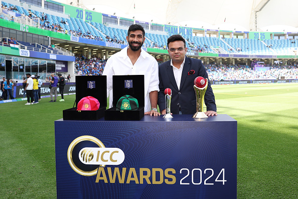 Jasprit Bumrah with his ICC awards after a stellar 2024 season | Getty