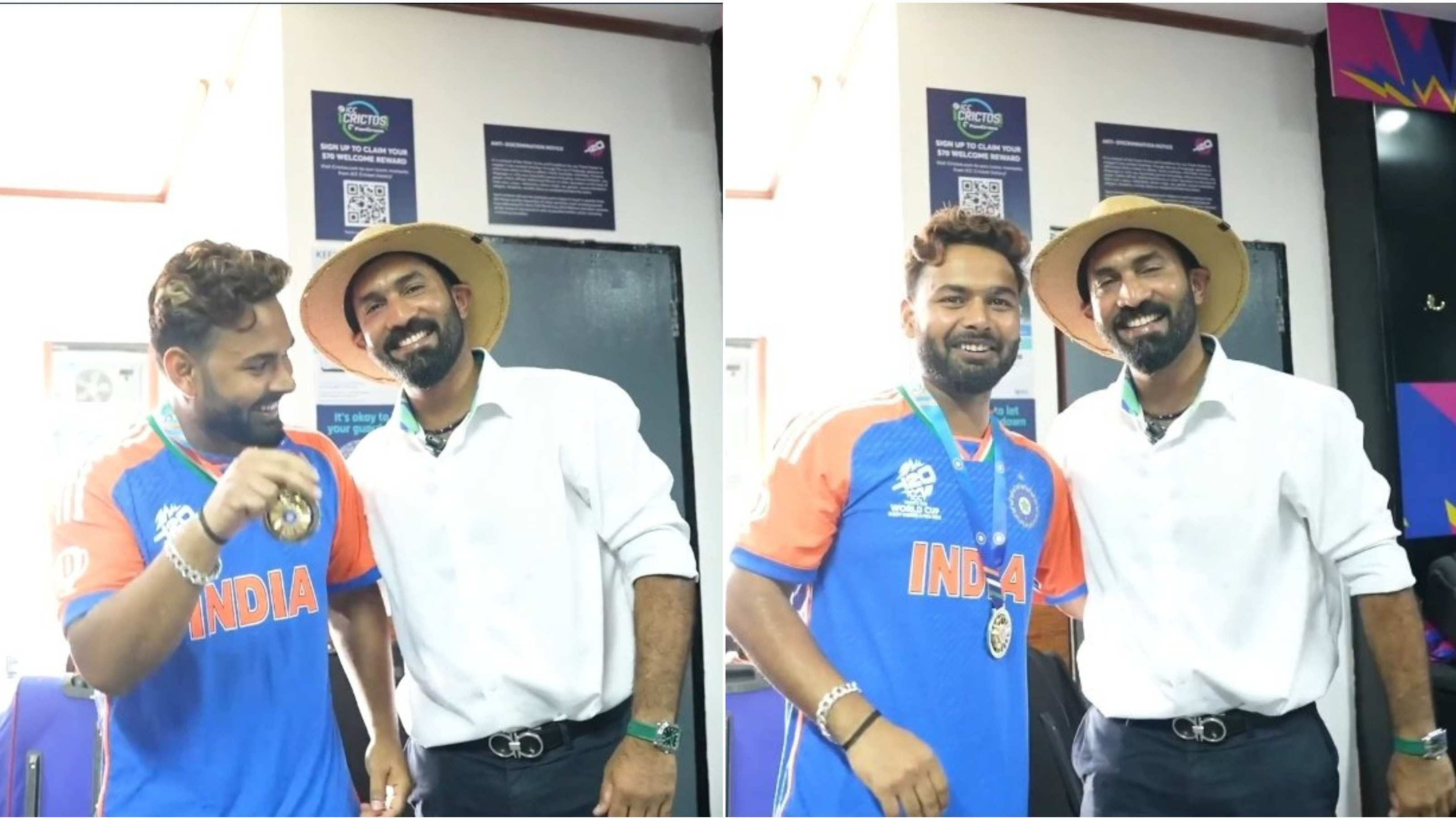WATCH: Rishabh Pant receives ‘Best Fielder’ medal from Dinesh Karthik after India’s big win over England in semis