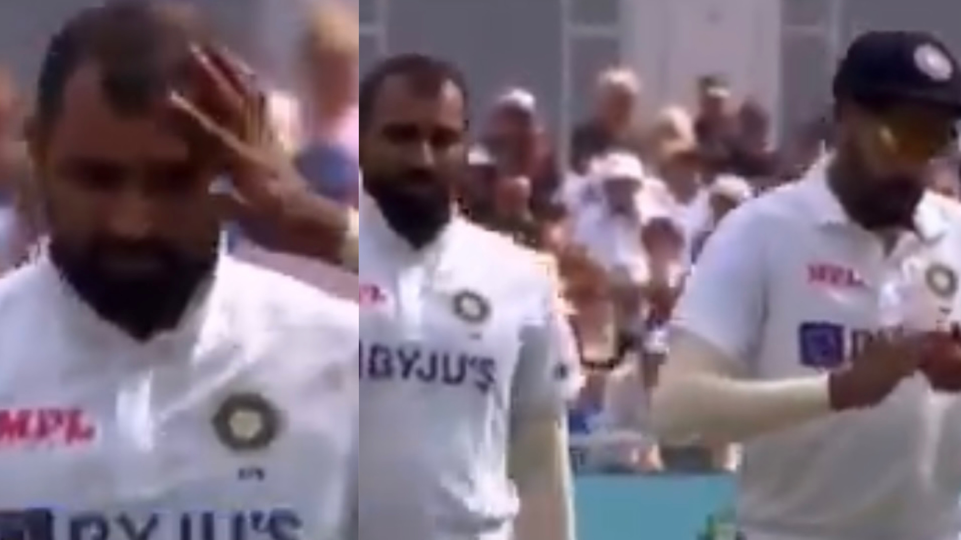 ENG v IND 2021: WATCH - Siraj touches Shami's forehead to shine the ball with his sweat