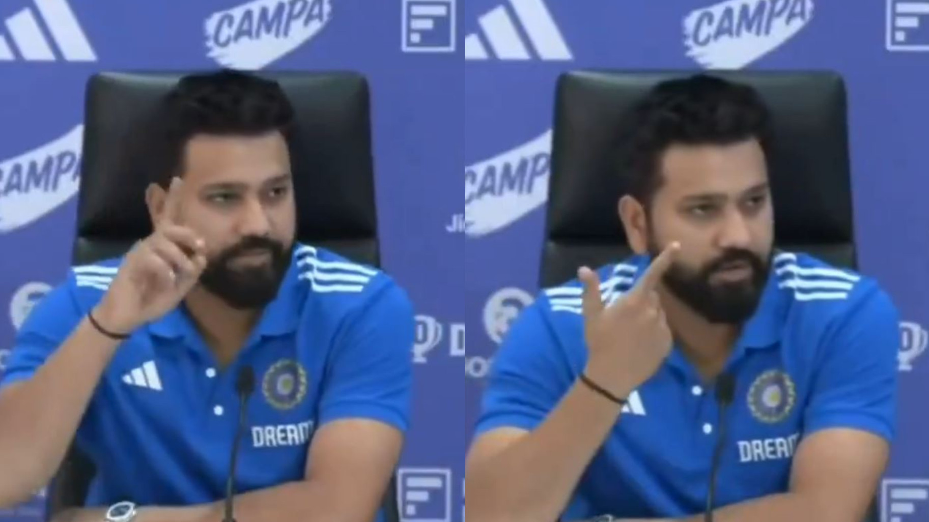 WATCH- Rohit Sharma cheekily puts his hand up on question about no off-spinners in India's T20 WC squad