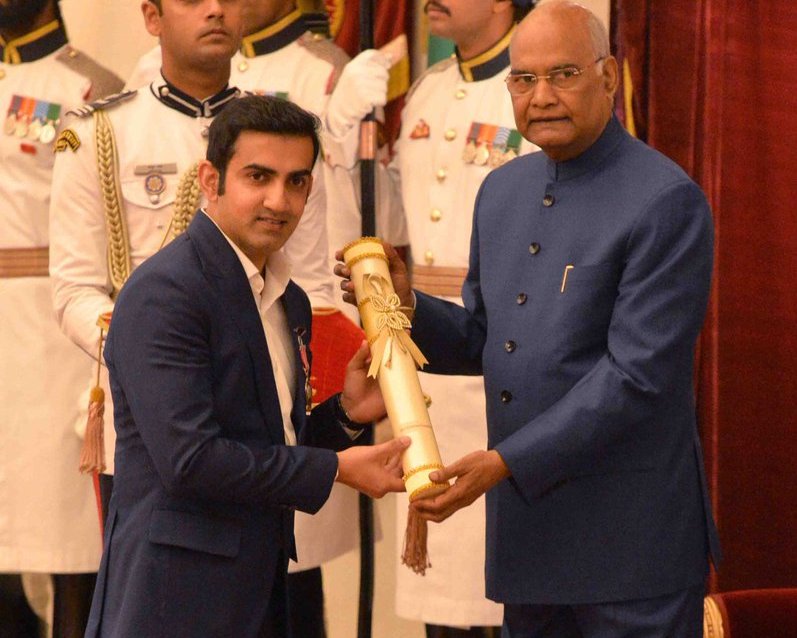 Gambhir received his Padma Shri award from President Ram Nath Kovind | Twitter