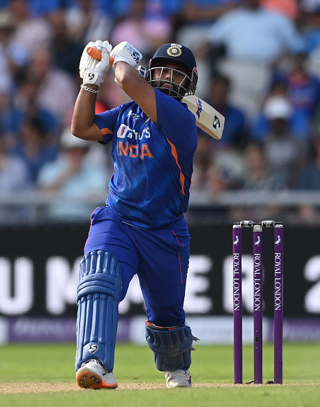 Rishabh Pant celebrates his maiden ODI hundred | Getty