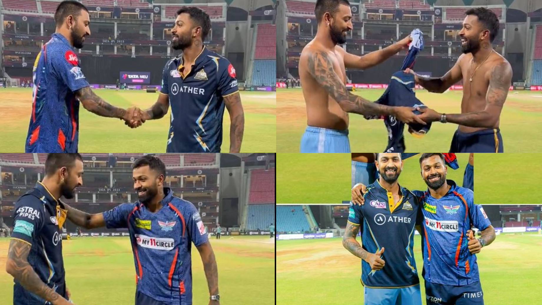 IPL 2023: WATCH- Hardik and Krunal Pandya exchange jerseys after GT defeats LSG by 7 runs in Lucknow