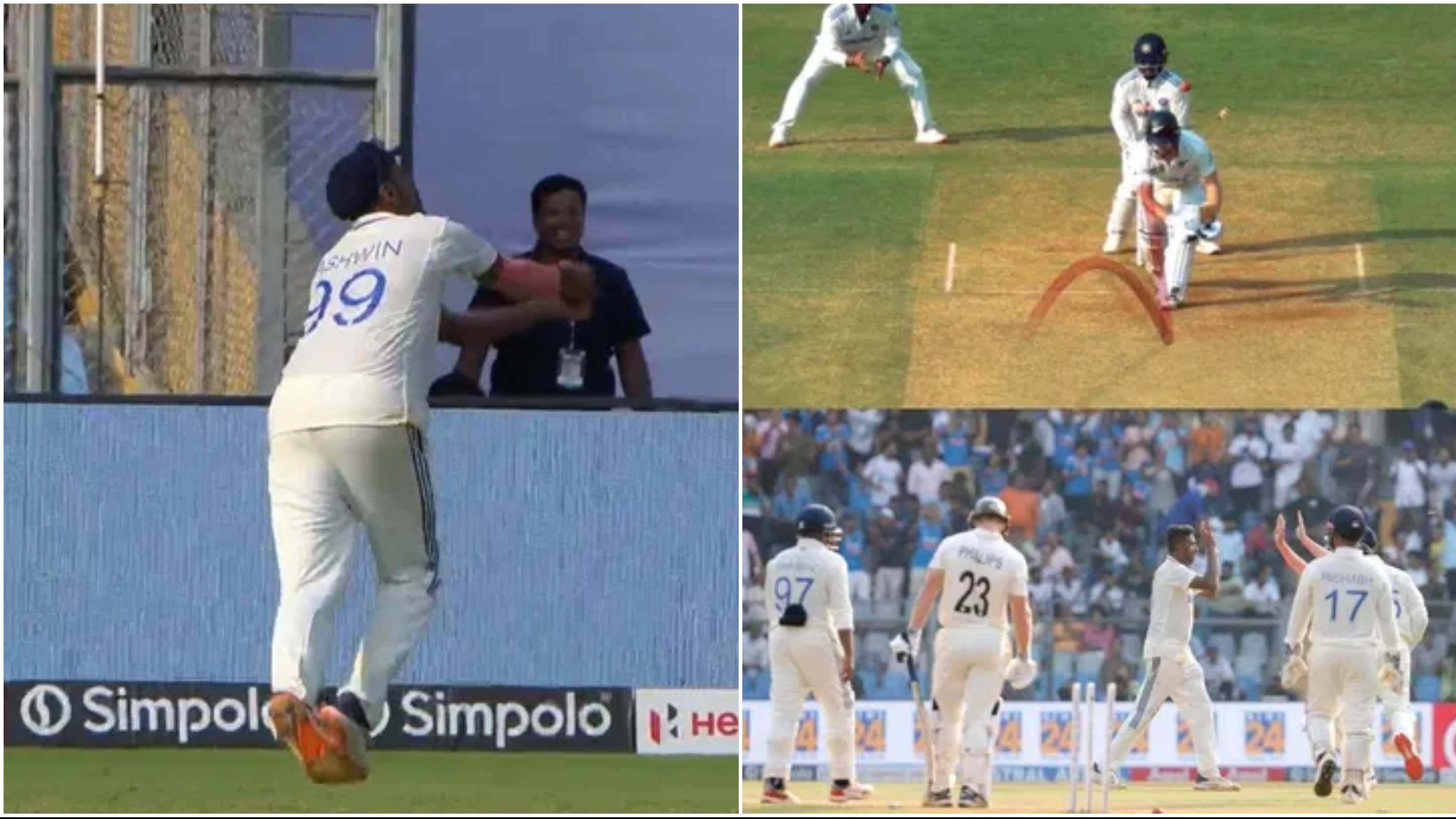 IND v NZ 2024: WATCH – Ashwin takes stunning running catch to dismiss Mitchell; bamboozles Phillips with a carrom ball