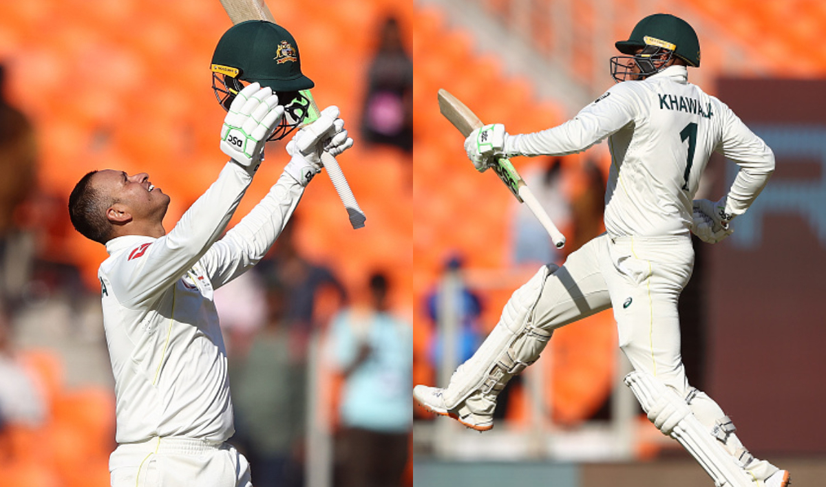 Usman Khawaja celebrates his maiden Test hundred in India | Getty Images