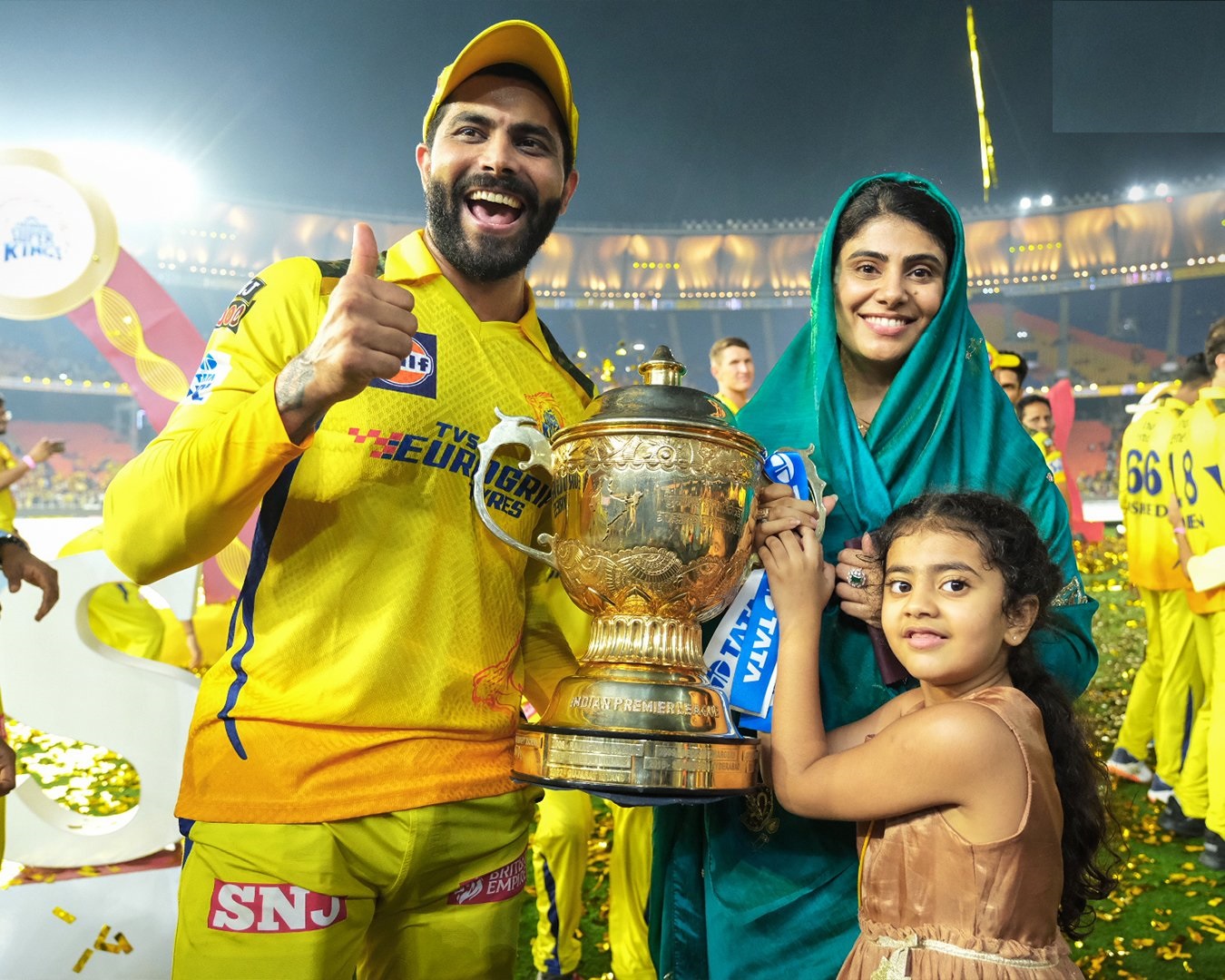 Ravindra Jadeja with wife Rivaba and their daughter | CSK Twitter