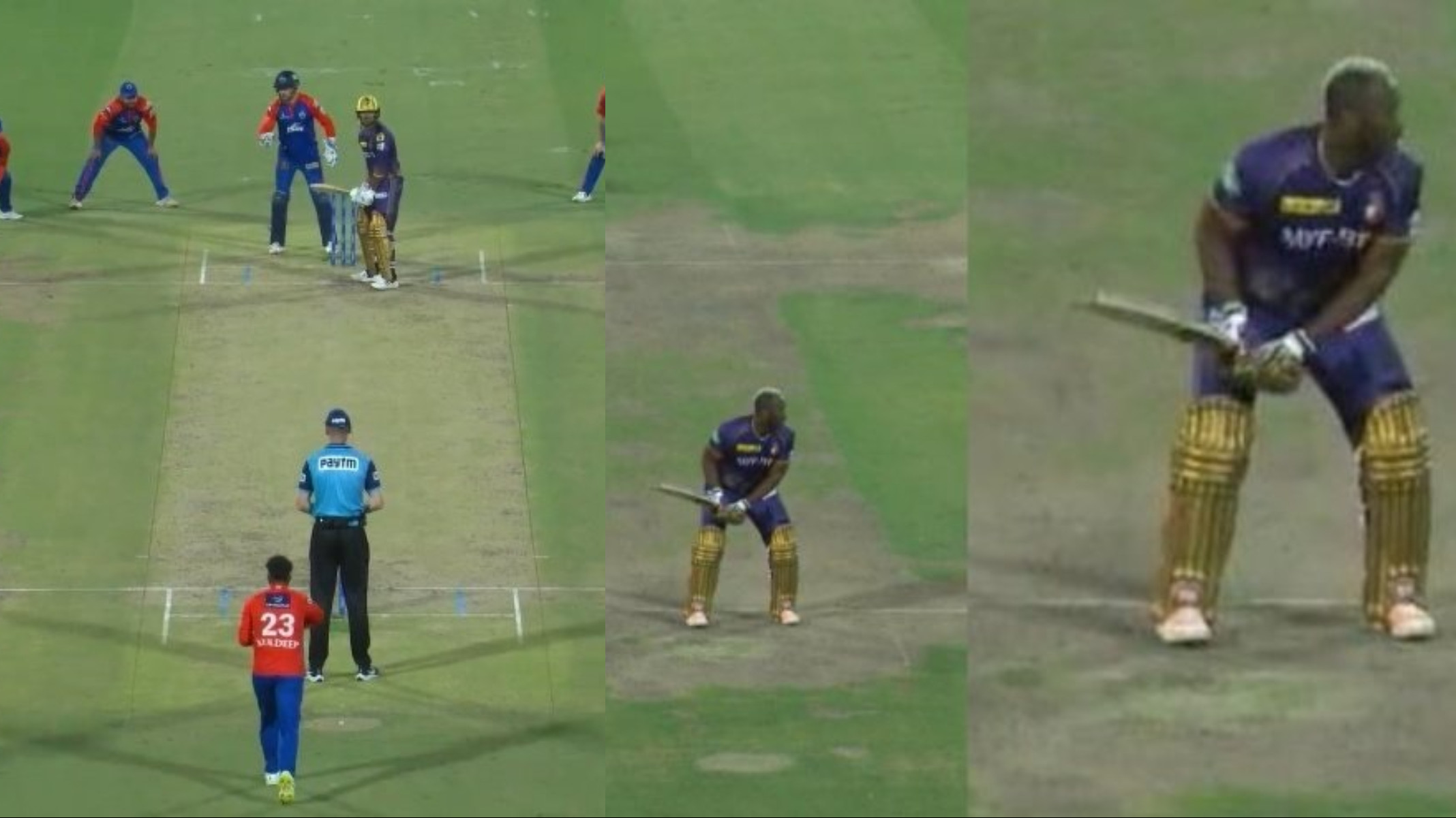 IPL 2023: WATCH- Andre Russell gets lost in his own moment as Kuldeep Yadav readies for his hat-trick delivery