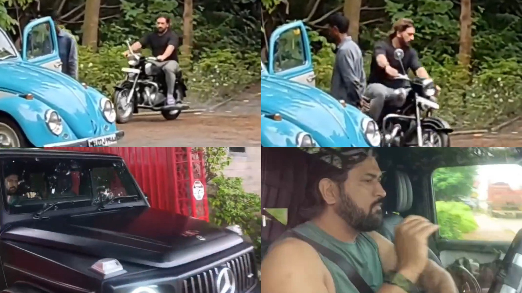 WATCH- MS Dhoni seen riding his bike, flaunting his long hairstyle; seen driving his SUV  