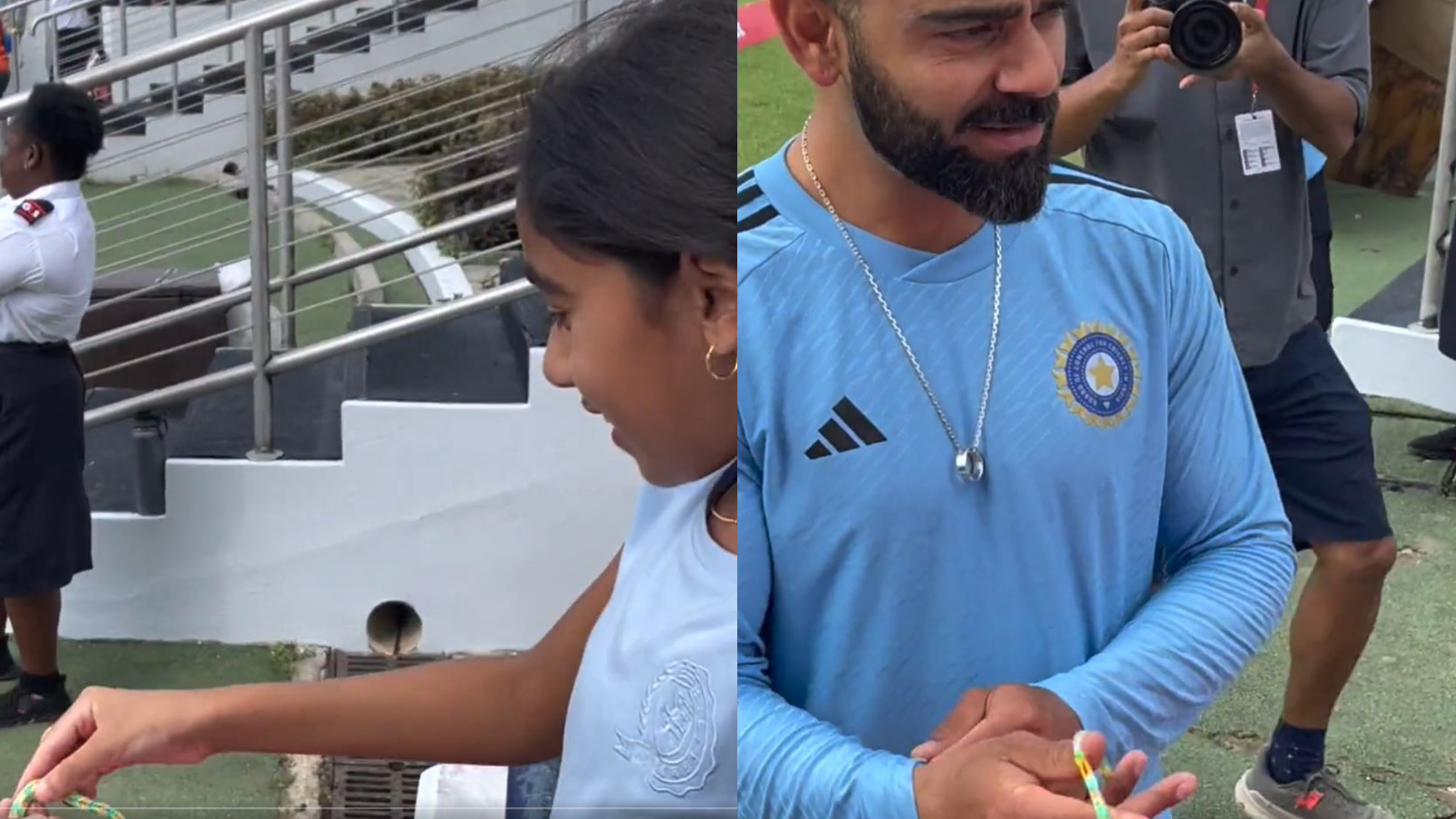 WI v IND 2023: WATCH- Virat Kohli wears a bracelet gifted by a young fan after 2nd ODI