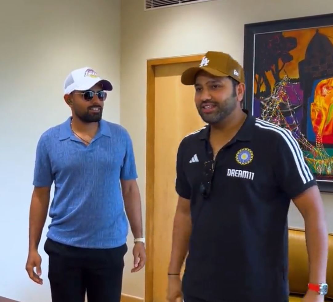 Babar Azam meeting Rohit Sharma | X