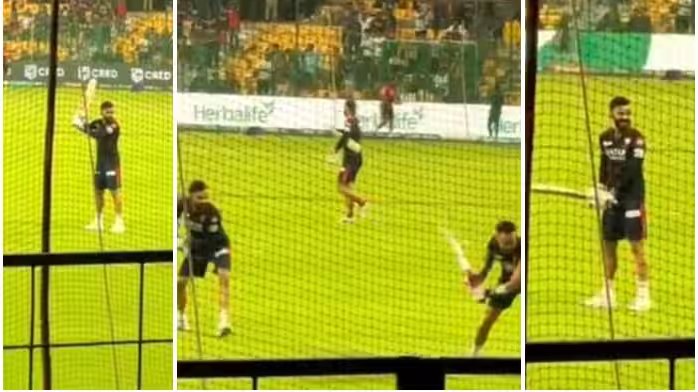 IPL 2023: WATCH- Virat Kohli hilariously copies Faf du Plessis’ batting style during RCB's pre-match session