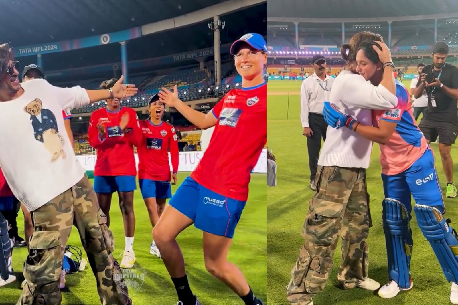 Shah Rukh Khan with Meg Lanning and Harmanpreet Kaur | Screengrab 