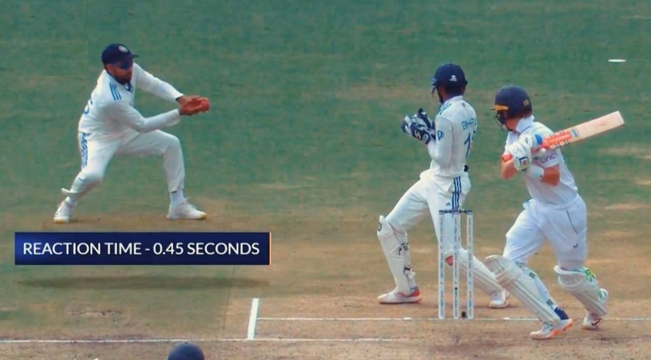 Sharma reacted in just 0.45 seconds in slips to take the reflex catch | BCCI Screengrab