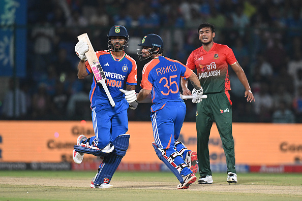 Nitish Reddy and Rinku Singh starred with the bat in India's second T20I win | Getty